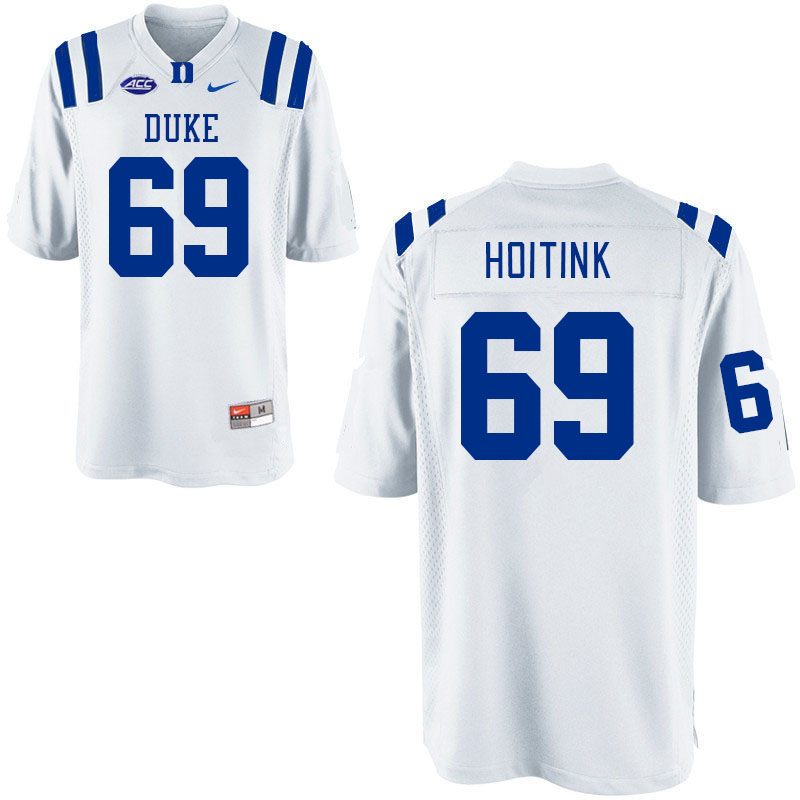 Men #69 Ben Hoitink Duke Blue Devils College Football Jerseys Stitched Sale-White - Click Image to Close
